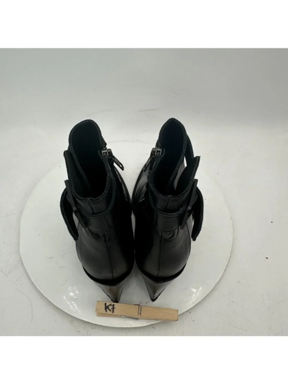 Helmut Lang Women Size EU 37.5 US 7.5 Black Leather Side Zip Block Heel Boot
